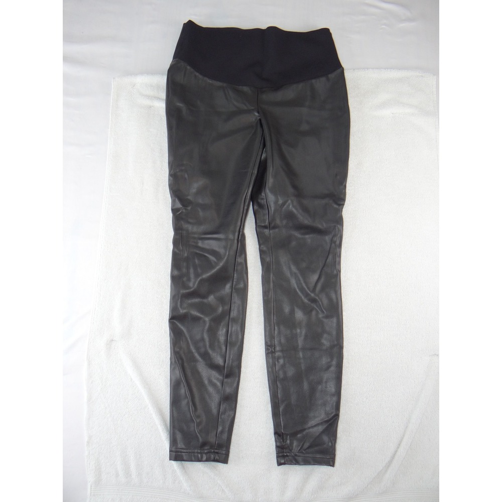 Stork & Babe‎ Womens Maternity Faux Leather Leggings Black Skinny Size S/P 2598